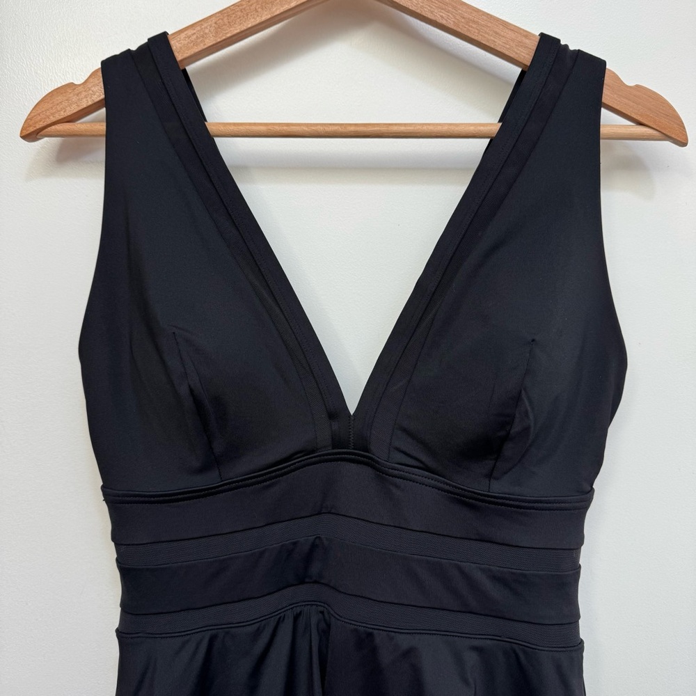 Lands End Mesh V-Neck Mini Swimsuit Dress Women Size 6 One Piece - Picture 3 of 16